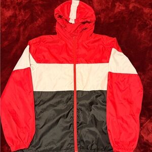 Red, White, and Black Windbreaker Jacket